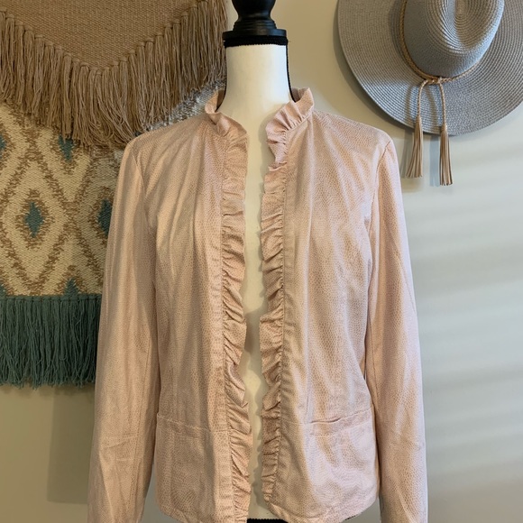Chico's Jackets & Blazers - S O L D Chico’s size 1 lightweight lined jacket with ruffle EUC